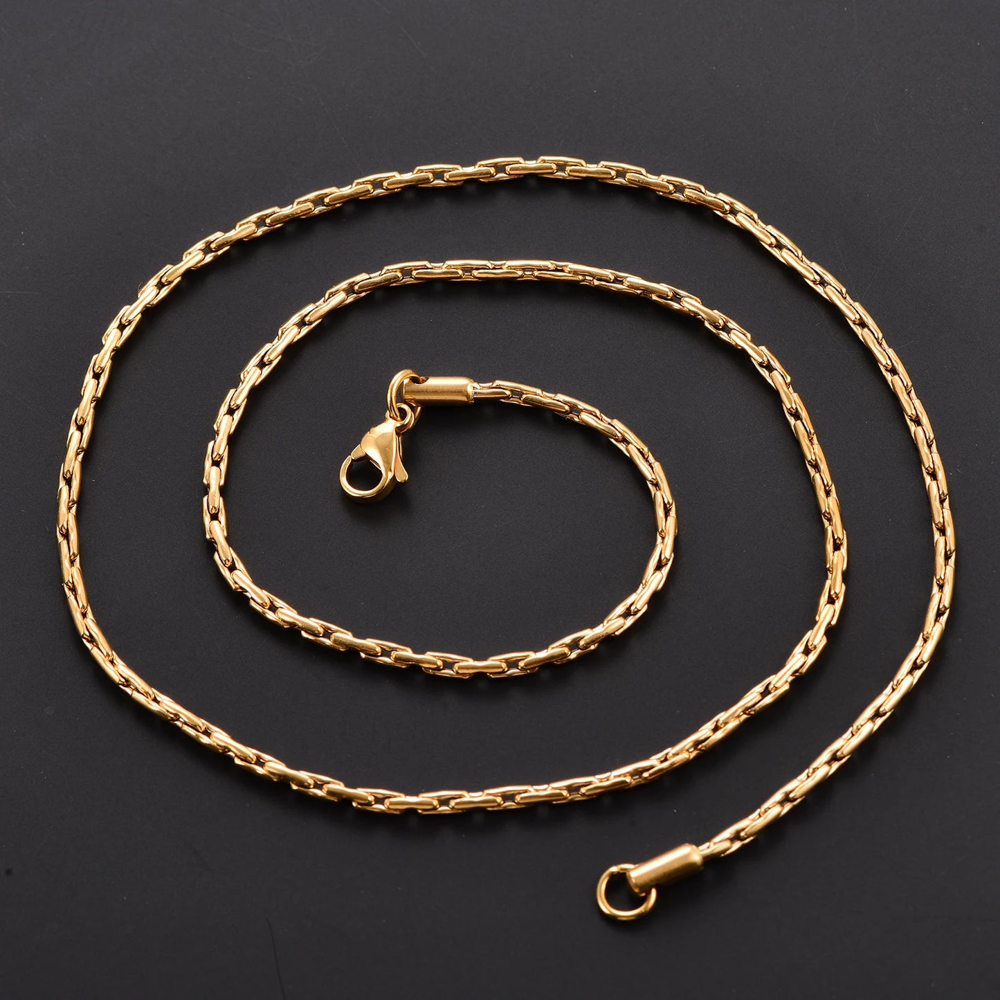 0.6/0.8/1/1.2/1.8/2.3mm Stainless Steel Gold Color Vertikal Tiny Chain Women Men's Necklace Party Gift Jewelry