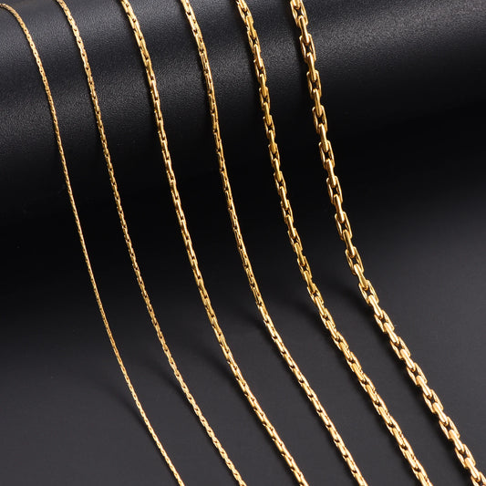 0.6/0.8/1/1.2/1.8/2.3mm Stainless Steel Gold Color Vertikal Tiny Chain Women Men's Necklace Party Gift Jewelry