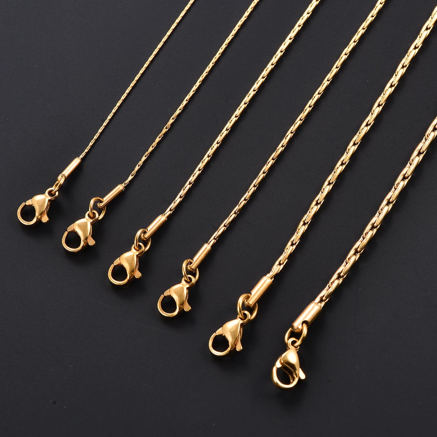 0.6/0.8/1/1.2/1.8/2.3mm Stainless Steel Gold Color Vertikal Tiny Chain Women Men's Necklace Party Gift Jewelry